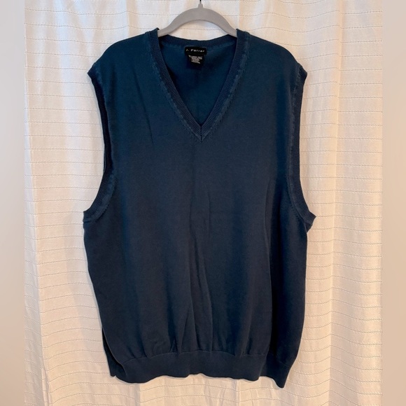 J. Ferrar Men’s Cotton Navy Blue Sweater Vest 3X Tall - Picture 1 of 4